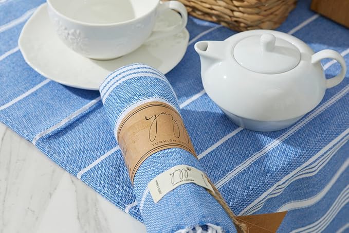 Hand Towels - Set of 2, 18" x 30" inches, Decorative Peshtemal Cotton Hand Towels for Kitchen, Bath, Guest, Face, Hair, Gym, Yoga, Dishcloth, Travel (Royal)