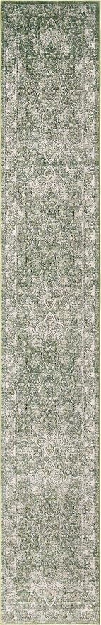Unique Loom Isabella Collection Area Rug - Adjani (2' 7" x 16' 5" Runner, Green/ Ivory)