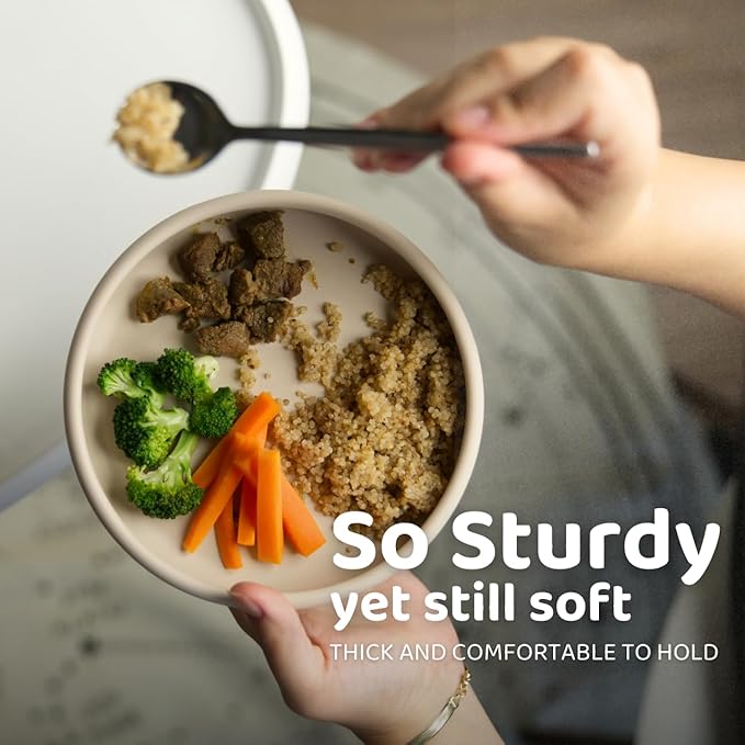 APLAINR Solid Plate, Weighted Baby Toddler Plate, Silicone Plates for Baby, No-Division Kid Plates, Microwave & Dishwasher Safe Silicone Plate for Toddlers, No BPA, Matcha Green