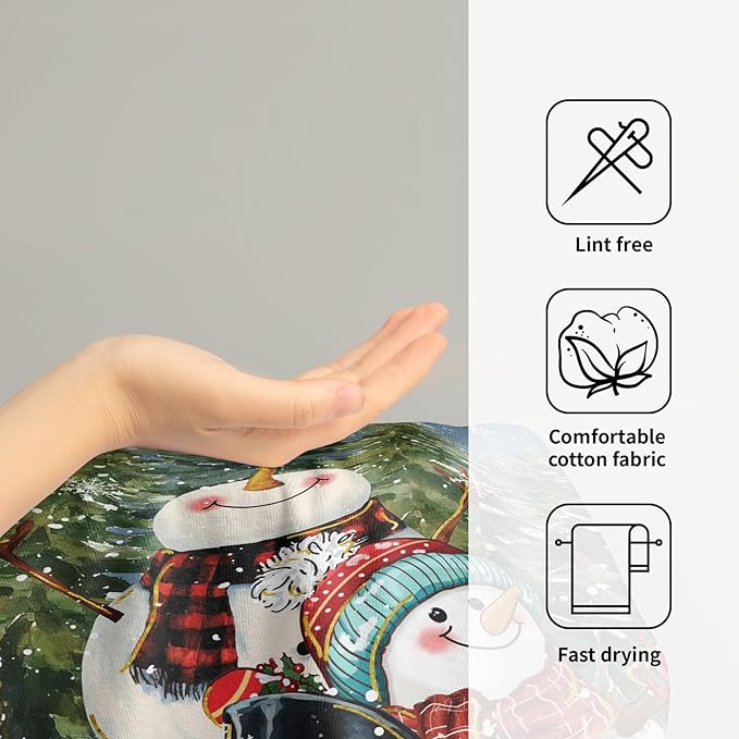 Imiss Snowman Hand Towels for Bathroom 2pc Set Winter Snowflake Pine Tree Forest Bath Guest Towel Funny Fingertip Decorative Towel for Xmas Seasonal Kitchen Gym Spa