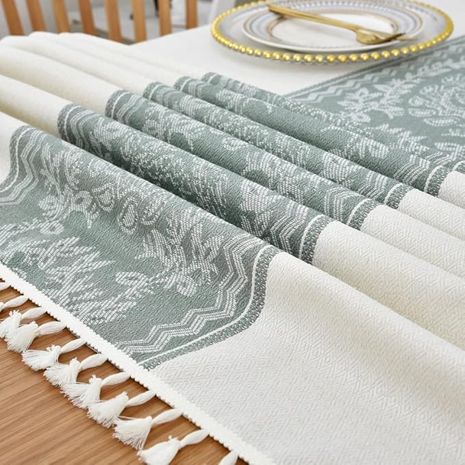 Heavy Duty Cotton Linen Table Cloth for Square Table Farmhouse Vintage Tablecloth Washable Rustic Table Cover (Flowers, 52x52 inch)