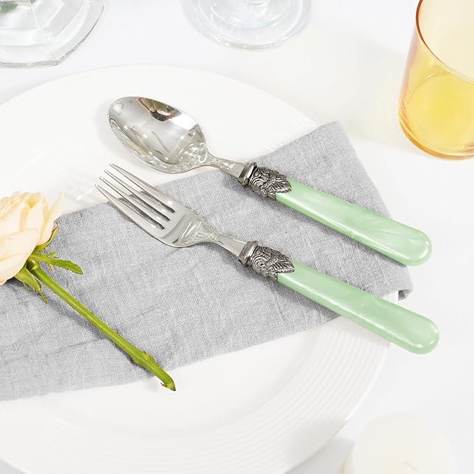 20 Pieces 18/10 Stainless Steel Elegant Silverware Set for 4,Vintage Flatware Set,Dishwasher Safe (20, Green)