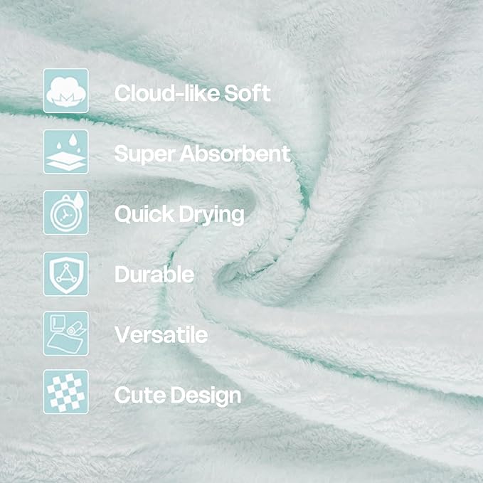 Vie Triomphe Facial Towels Washcloth (Green+Pink+Purple+Blue) Luxury Hand Towels for Bathroom,100% Cotton Quick Dry Absorbent Soft Hand Towel Set 13.38 * 31.49 Inch Wash Clothes