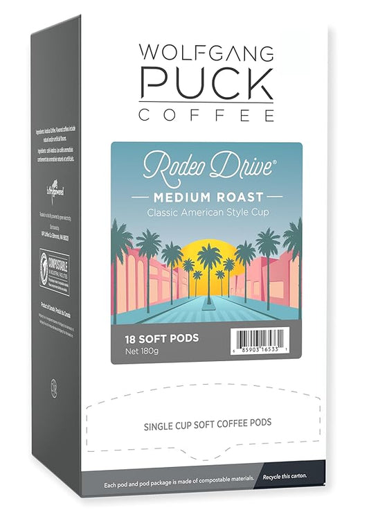 Wolfgang Puck Coffee 9.5 Gram Pods, Rodeo Drive, 18 Count