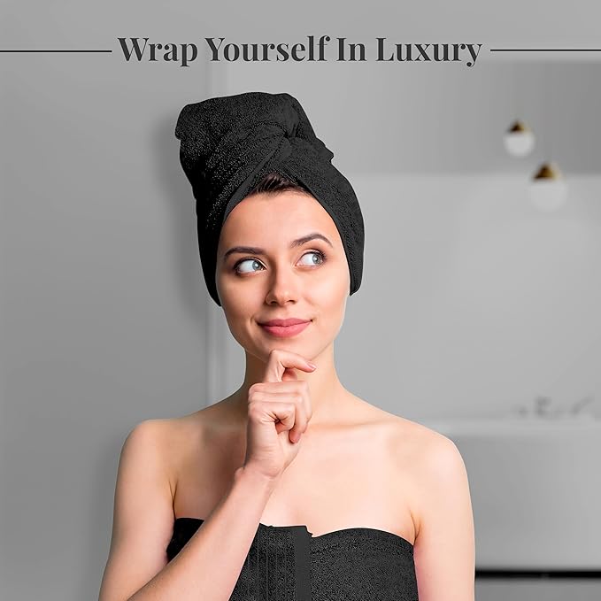 Tens Towels Pack of 4 Extra Large Bath Towels 30 x 60 Inches, 100% Cotton, Larger & Lighter Weight, Quicker to Dry, Super Soft and Absorbent, Perfect for Bathroom, Black