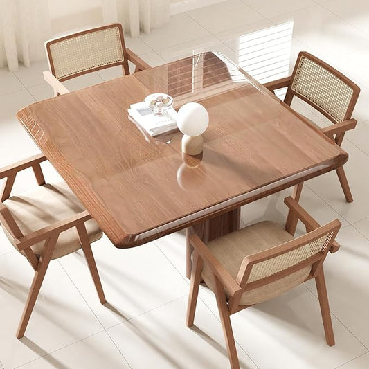 Crystal Clear Plastic Table Cover Protector, 36" x 60" Spill Resistant Easy Flat PVC Desk Pad Mat, 1.5mm Thick Rectangle Vinyl Table Top Protector for Dining Room Table, Office, Dresser