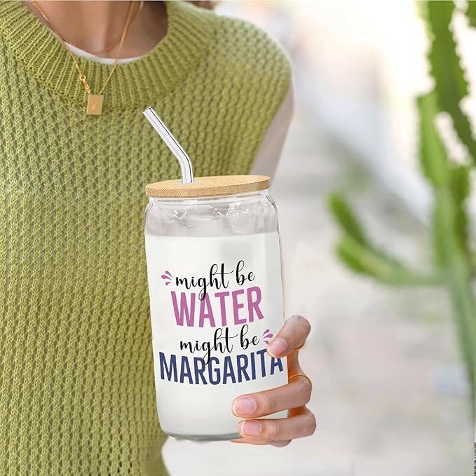 margarita glasses cup Gifts for Cocktail Lovers, Funny Might Be Margarita Tumbler Gifts For Women 14oz,Tequila Lime drinking jar for Cocktail Lovers