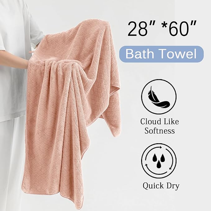 Hailea Luxury Bath Towels Set - 12 Piece (4 Large Bath Towels,4 Hand Towels,4 Washcloths), 100% Microfiber,Extra Absorbent Super Soft & Quick Dry,Complete Family Pack for Bathroom Gym Pool,Orange