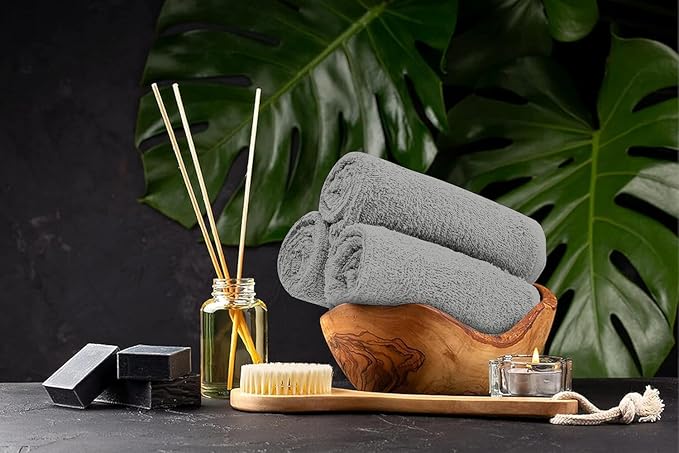 Softolle Salon Towels – Pack of 24 (16"x27") 100% Cotton Ring Spun – Ultra Soft, Highly Absorbent Hand Towels – Bulk for Spa, Gym & Salon (Silver Grey)