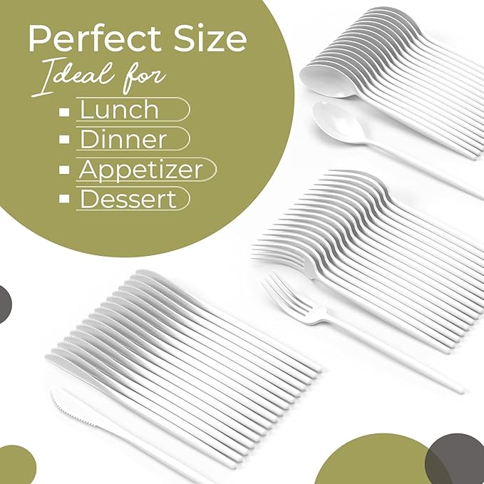 Trendables White Plastic Silverware Set White Silverware Disposable Forks and Spoons Disposable 360 Pack Plastic Utensils Set Includes 3 x 120 each Knives & Spoons & Forks For Parties and Events