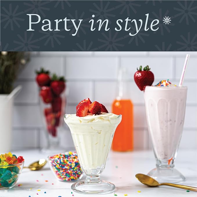 Vikko Glass Dessert Cups, Set of 12 Footed Ice Cream Bowls, 7.5 Ounce Milkshake Glasses, Thick and Durable Parfait Sundae Cups