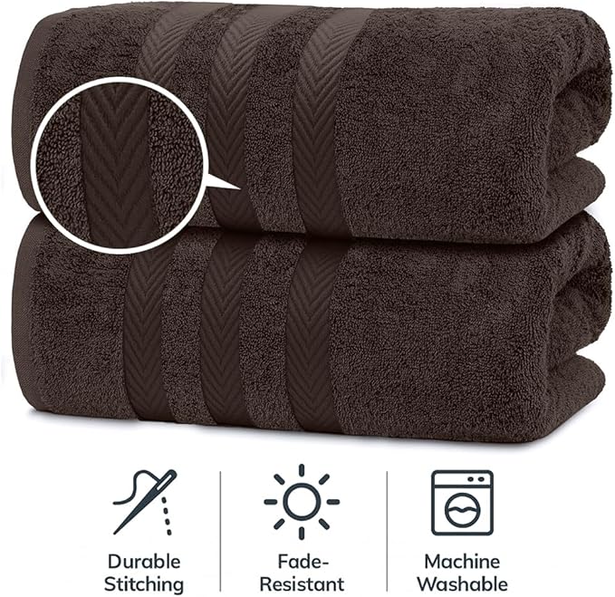 RIVERSIDE Pack of 2 Extra Large Bath Sheets 35 x 70 Inches - 100% Ring Spun Cotton Hotel Quality Oversized Bath Towels - Super Soft, Highly Absorbent & Quicker to Dry - Brown
