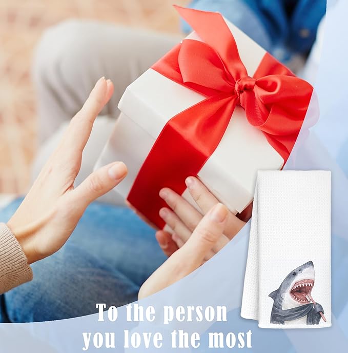 Shark Towels Decor,Shark Lovers Gifts Bathroom Kitchen Decor,Kids Hand Towels for Bathroom Kitchen 16x24 Inch