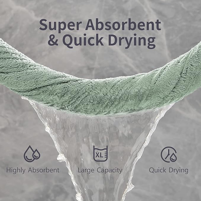 4 Pcs Oversized Bath Towels Extra Large 35x70 Inches Bath Sheets Towels for Adults Quick Dry Towel for Bathroom Ultra Soft Hotel Absorbent Shower Towels Set Green