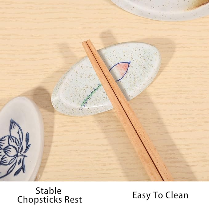 7Pcs Japanese Chopstick Holder Classic Ceramic Chopsticks Stand Rest Oval Shape Table Tableware Decoration Brackets for Spoons Cutlery Forks Paint Brushes