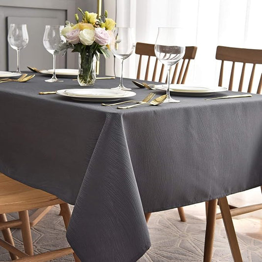 maxmill Square Table Cloth Swirl Design Water Proof Wrinkle Free Heavy Weight Soft Tablecloth Decorative Fabric Table Cover for Outdoor and Indoor Use Square 60 x 60 Inch Charcoal