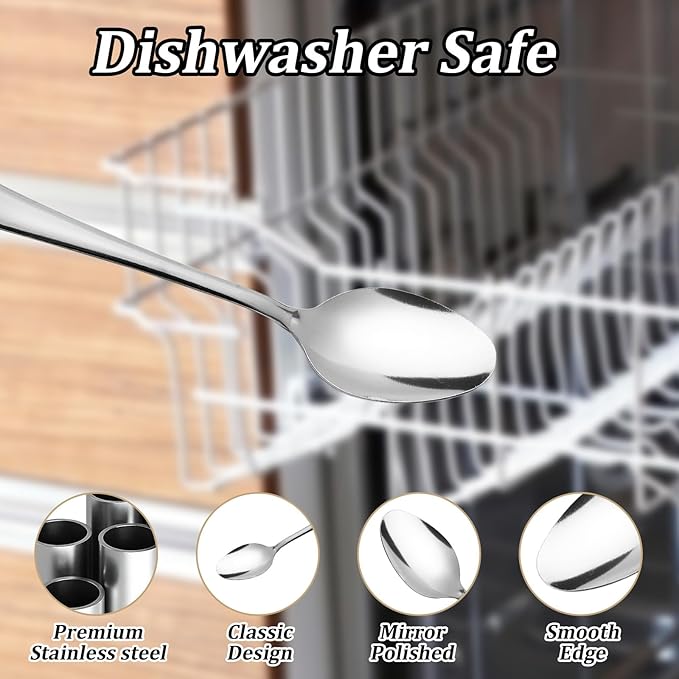 120 PCS Teaspoons Set - Windsor Stainless Steel Tea Spoons 5.9 Inch with Dishwasher Safe Small Spoons,Metal Dessert Spoon,Dinner Spoon Silverware for Home,Kitchen or Restaurant