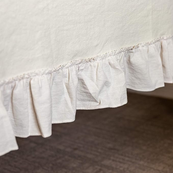 Retro Farmhouse Ruffle Tablecloth Cotton Flounces Trim Washable Table Cover Tablecloths for Rectangle Table Baby Shower Kitchen Party Wedding Decor 60''x84''
