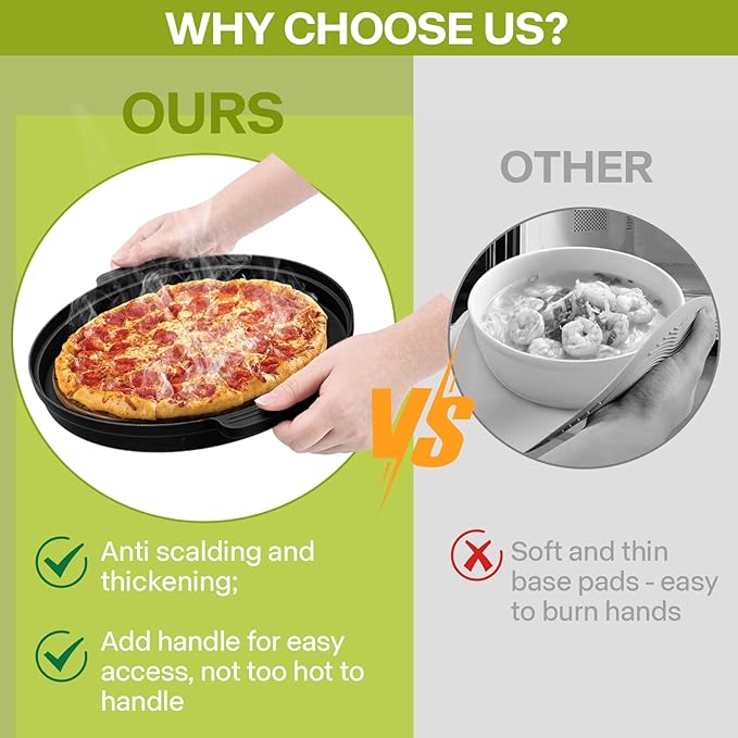 Microwave Splatter Cover for Food with Anti-scald Base Plate,Large Plastic & Silicone Vented Avoid Scalding Collapsible Guard Lid,Kitchen Essential Gadgets for Meal Prep-10.7 Inch (Black)