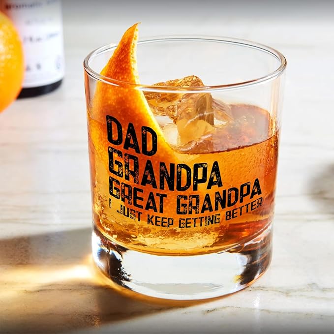 Great Grandpa Whiskey Glasses 10 oz, Great Grandpa Baby Announcement Gifts, Funny Old Fashioned Rocks Glasses Cup for Men Drinking Scotch Bourbon Liquor