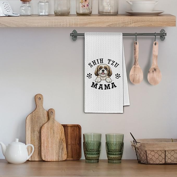 Shih Tzu Kitchen Towels, Dog Mama Shih Tzu Gifts for Women & Dogs Moms, Dog Lover Gifts Decorative Hand Towels for Bathroom, 16x24 Inch