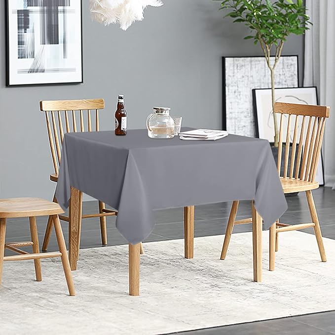 sancua 2 Pack Light Grey Tablecloth 54 x 54 Inch, Stain and Wrinkle Resistant Square Table Cloth - Washable Polyester Table Cover for Dining Tables, Buffet Parties and Camping