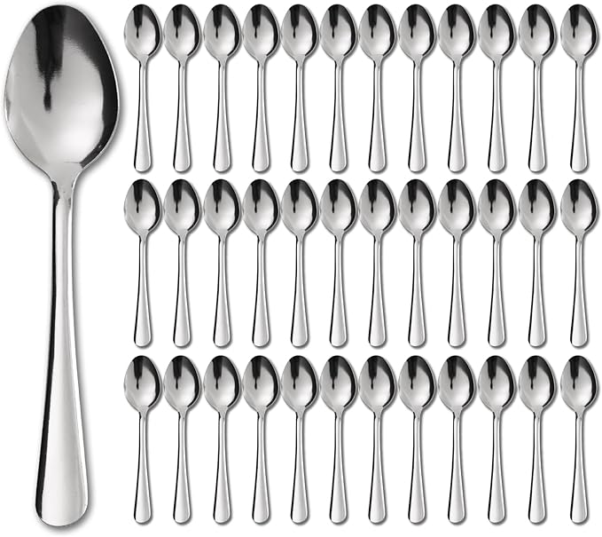 36 PCS Dinner Spoons Set - Windsor Stainless Steel Dinner Spoon 7.1 Inch with Dishwasher Safe Dessert Spoons,Metal Dessert Spoon, Silverware for Home,Kitchen or Restaurant