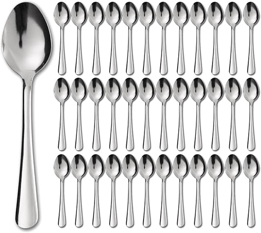 36 PCS Dinner Spoons Set - Windsor Stainless Steel Dinner Spoon 7.1 Inch with Dishwasher Safe Dessert Spoons,Metal Dessert Spoon, Silverware for Home,Kitchen or Restaurant
