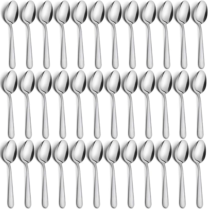 36-Piece Dinner Spoons Set, Funnydin 6.7" Stainless Steel Spoons Silverware, Durable Dessert Spoons, Table Spoon Use for Home, Kitchen and Restaurant - Mirror Polished, Dishwasher Safe