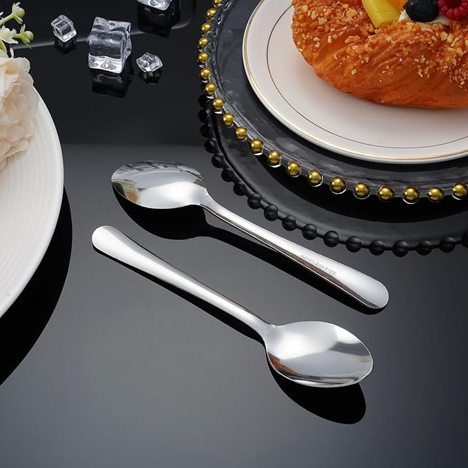 60 PCS Dinner Spoons Set - Windsor Stainless Steel Dinner Spoon 7.1 Inch with Dishwasher Safe Dessert Spoons, Metal Dessert Spoon, Silverware for Home, Kitchen or Restaurant
