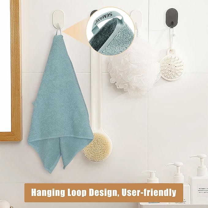 SEMAXE Hand Towel for Bathroom, 100% Combed Cotton Towel with Hanging Loop, Hotel Quality Absorbent Towel, Solid Colored Simple Style, 1 Pc Blue Hand Towel, 550 GSM, 27" L x 16" W