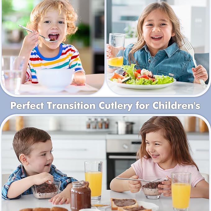 DRKIO Stainless Steel Toddler Forks Set - 12 Pieces Kids Forks Set Children Safe Food Grade Kids Silverware Small Forks Metal Toddler Utensils Dishwasher Safe Mirror Polished