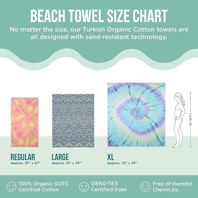 Sand Cloud Extra Large Turkish Beach Towel - Sand Free - 100% Organic Turkish Cotton Yarn - Quick Dry Towel for Beach, Picnic, Blanket or Bath - As Seen on Shark Tank - Marine Life (Manta Ray)