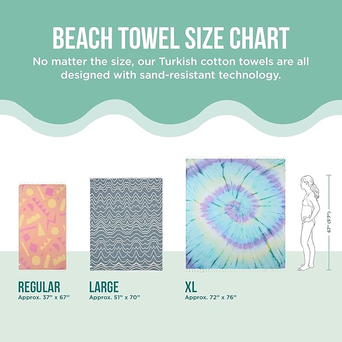 Sand Cloud Large Turkish Beach Towel - Sand Free - Fast Drying -100% Certified Organic Turkish Cotton Yarn - Great for Beach Bath or as a Blanket - As Seen on Shark Tank - Gocek (Mint) 37x69