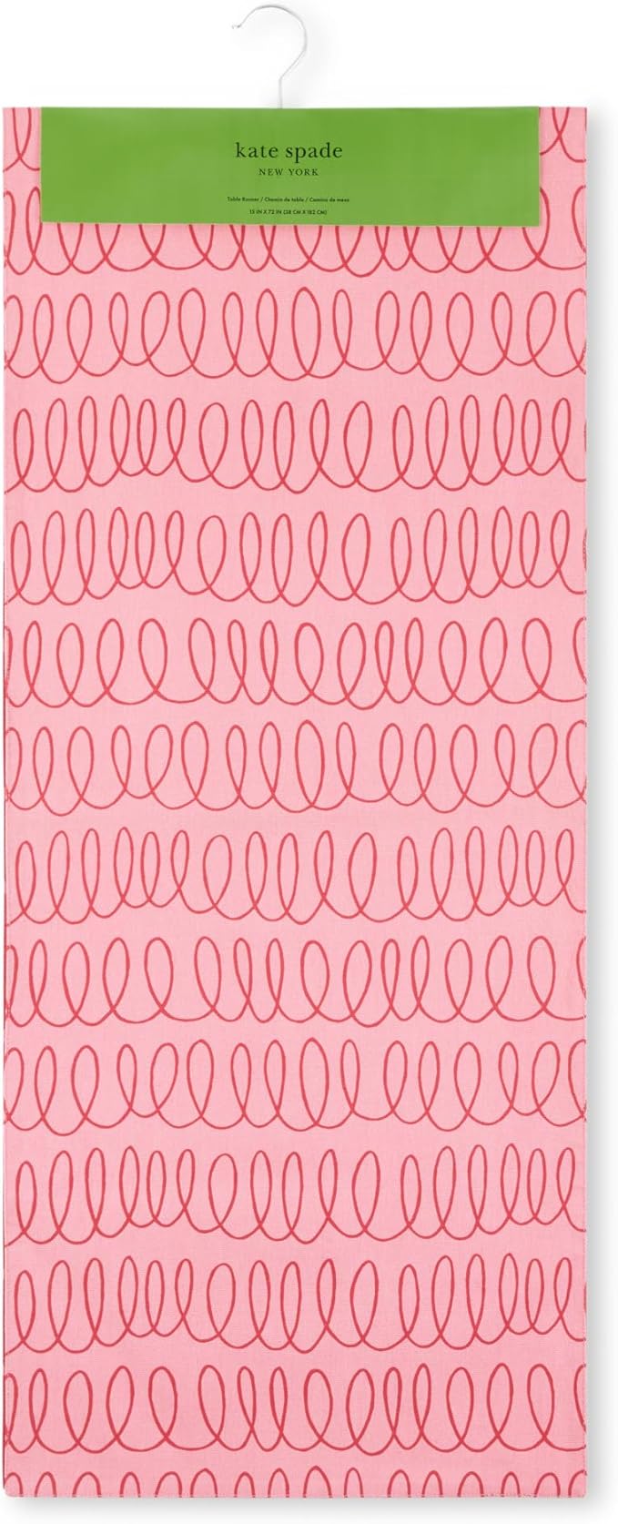 Kate Spade New York in The Loop & Joy Dot Reversible Table Runner, 100% Cotton, Machine Washable, Rose Pink/Red, 15"x72"