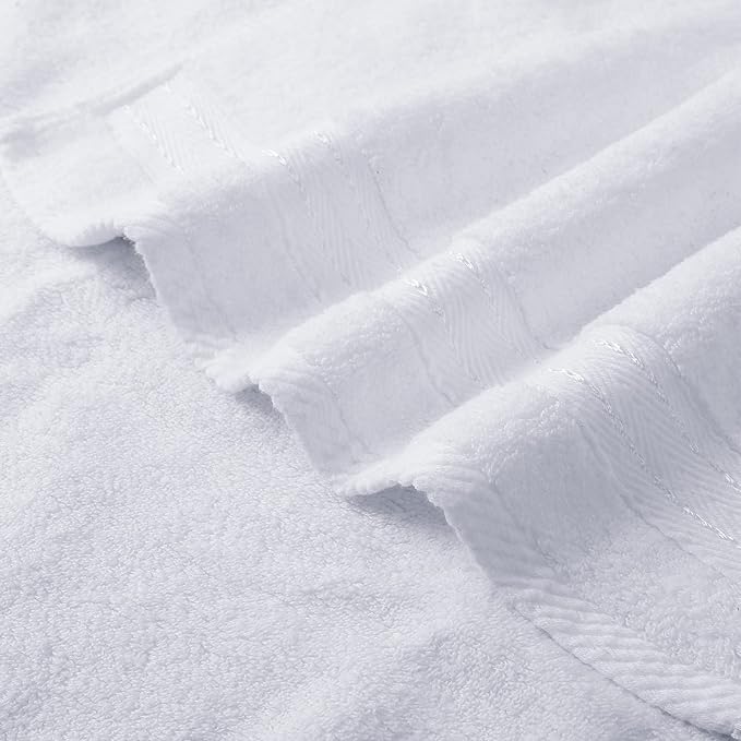 COZYART White Bath Towel Sets, Premium Turkish Cotton Large Towel Set for Bathroom, 650 GSM Luxury Bathroom Sets Pcs with 2 Bath Towels, 2 Hand Towels, 2 Washcloths, Ultra Soft and Water Absorbent