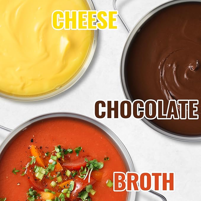 CUSIMAX Electric Fondue Set, 1500W Electric Fondue Pot with Luminated Control Dial, 8 Colour Coded Stainless Steel Forks, For Chocolate, Cheese, Broth, Oil, Stainless Steel Fondue Maker, 1.4Quart