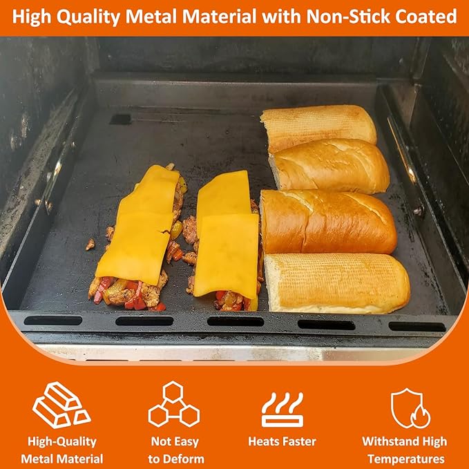 Full-Size Griddle Inserts with Handles for Weber Spirit 200 Spirit II 200 Series Grills Flat Top Cooking Pan Replacement Part for Weber Spirit I & II E-210 E-220 S-210 S-220 Series