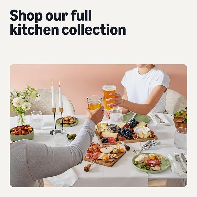 Amazon Basics Glazed Stoneware Salad Plates, Ceramic 4-Piece Set, Microwave and Dishwasher-Safe, 8.3 in., Olive