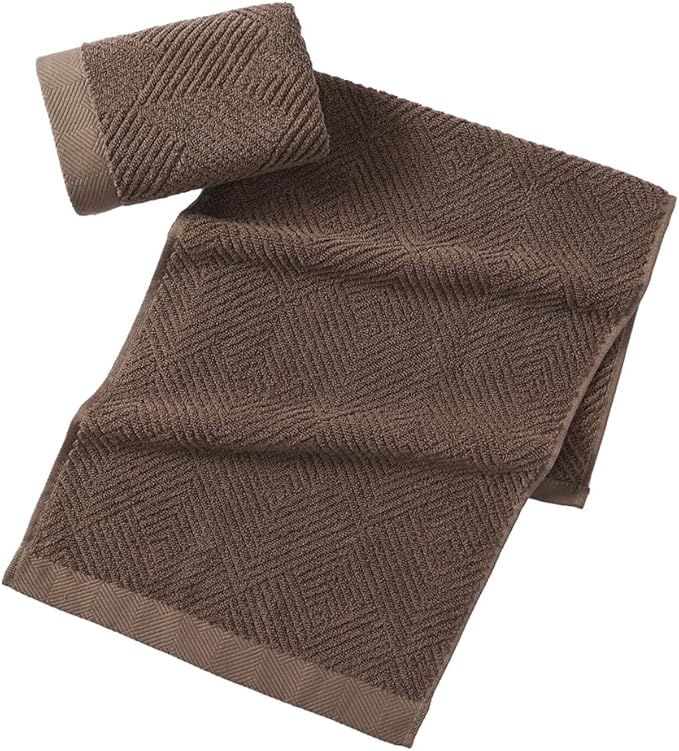 sense gnosis Chocolate Hand Towel Set of 2 Premium 100% Cotton Herringbone Striped Weave Ultra Soft Highly Absorbent Hand Towel for Bathroom 13 X 29 Inch