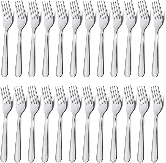Unokit Stainless Steel Dinner Forks Silverware - 24 Pieces (7.1 Inch) Silver Dinner Forks Set of 24, Forks Set, Flatware Forks for Home, Kitchen or Restaurant, Mirror Polished, Dishwasher Safe