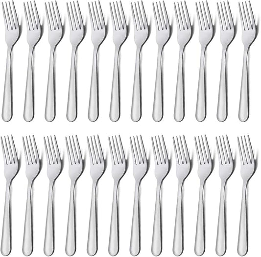 Unokit Stainless Steel Dinner Forks Silverware - 24 Pieces (7.1 Inch) Silver Dinner Forks Set of 24, Forks Set, Flatware Forks for Home, Kitchen or Restaurant, Mirror Polished, Dishwasher Safe