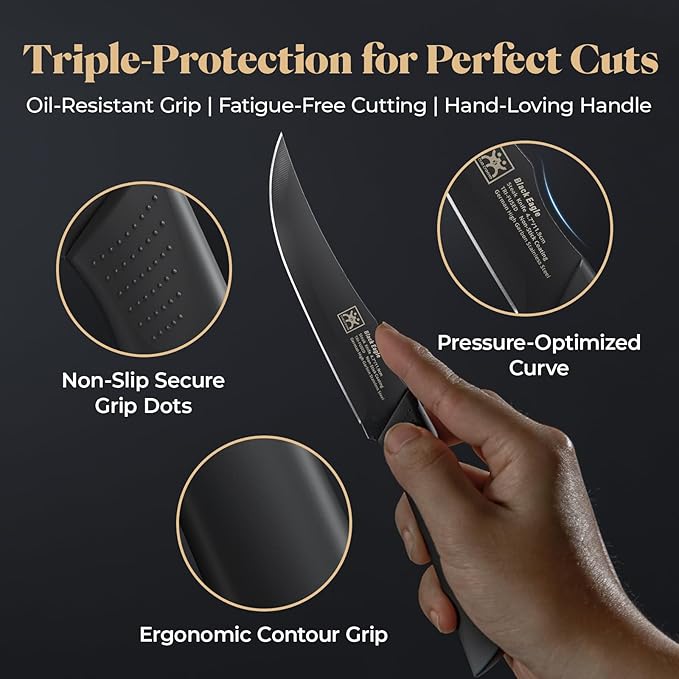 Steak Knives Set of 12, 4.7 Inch Straight Edge Meat Knives, Dishwasher Safe by SGS Cerf, Super Sharp for Precise Cutting, Non-stick Blade & Anti Rust, Easy to Maintain Ideal for Restaurant