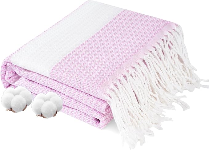 Genovega Oversized Cotton Turkish Beach Towels 74"x38" Thin Quick Dry Sand Free Pool Swim Bathing Towel Extra Large Blanket Adult Travel Essentials Accessories Must Haves Summer Vacation Purple Dot