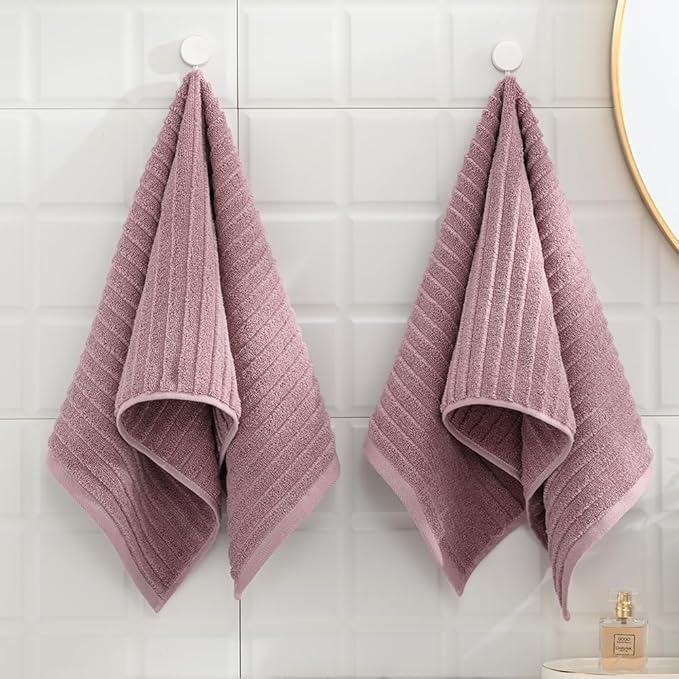 sense gnosis Stereoscopic Ladder Striped Design Purple Hand Towel Soft and Absorbent 100% Cotton Luxury Bathroom Hand Towel Decorative 13 x 29 Inch, 2 Pieces