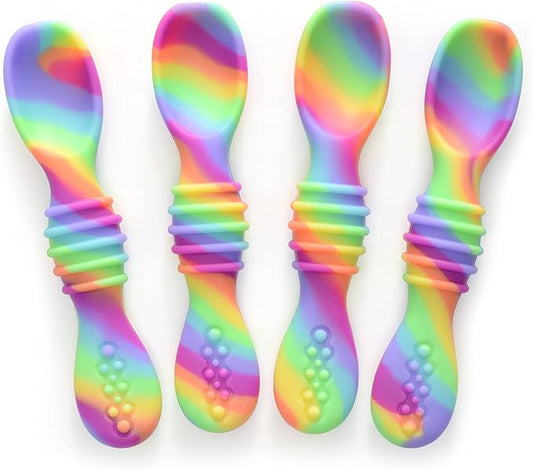 PrimaStella Silicone Chew Spoon Set for Babies and Toddlers - Safety Tested - BPA Free - Microwave, Dishwasher and Freezer Safe