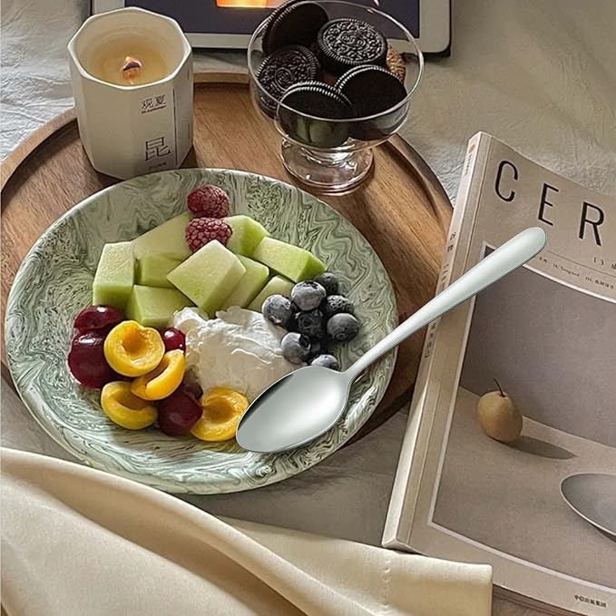 Pleafind 36-Pcs Dinner Spoons Set (7.4 inch), Spoons Silverware, Stainless Steel Spoon, Mirror Polished Tablespoon, Silverware Spoon for Home, Kitchen, Restaurant, Dishwasher Safe