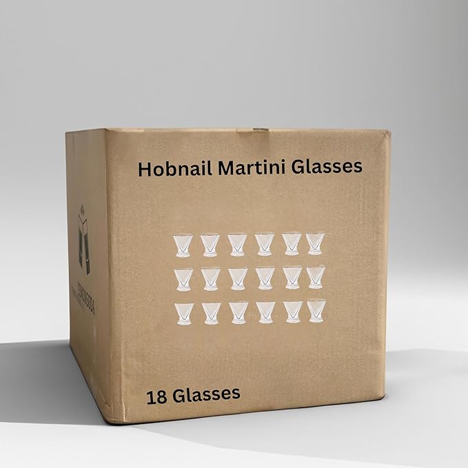 LEMONSODA Hobnail Pink/Clear Martini Glasses Vintage Cocktail Glasses (9oz) for Martini, Cocktail, Margarita, Cosmopolitan, Manhattan (2261) (Pink, Set of 18)