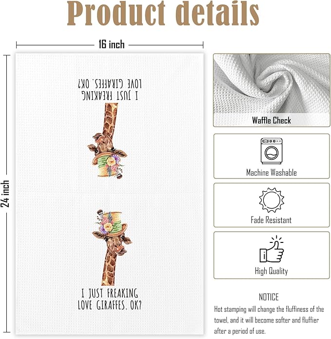 Giraffe Decor Gifts Towels - Giraffes Bathroom Decor Hand Towels, Giraffe Gifts for Women, I Just Freaking Love Kitchen Towel,Giraffes Decorative for Room Bathroom
