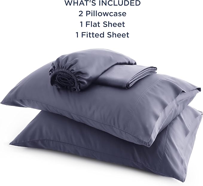 Bedsure California King Sheet Sets, Cooling Sheets, Rayon Derived from Bamboo, Breathable & Soft, Deep Pocket Up to 16 Inches, Hotel Luxury Silky Bedding for Hot Sleepers, Dark Grey